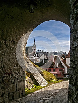 A tunnel view on a Cesky Krumlov