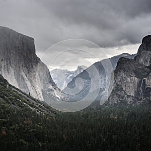 Tunnel View Snow Clouds over Yosemite Valley