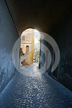 Tunnel in village of Bracciano, Rome