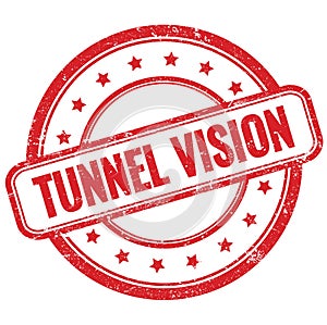 TUNNEL VISION text on red grungy round rubber stamp