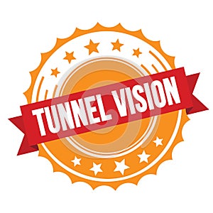 TUNNEL VISION text on red orange ribbon stamp