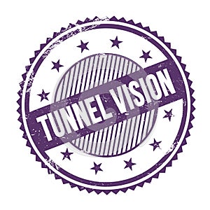 TUNNEL VISION text written on purple indigo grungy round stamp