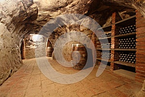 Tunnel with wine cellar