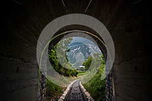 Tunnels and railways. Light on the end of the tunnel