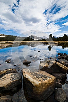 Tuolumne meadows reflection Yosemite photo