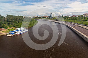 Tura river in Tyumen city, Russ