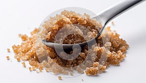 Turbinado sugar in bowl, sweet nature crystal generated by AI