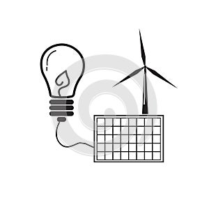 turbine electricity with solar panel logo art