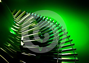 Turbine with green background.