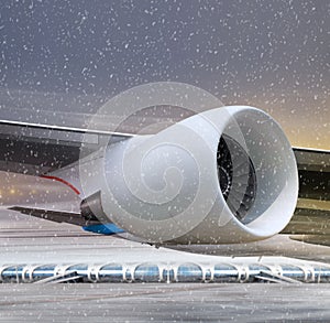 Turbine of plane at non-flying weather