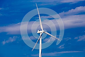 Turbine windmills for generating electricity in environmentally friendly way are installed in field