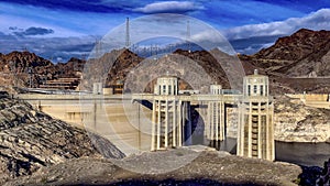 The turbines of the Hoover Dam, on the course of the Colorado River, in the United States of America.