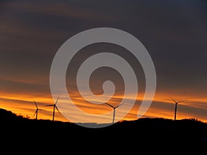 Turbines at Sunrise in Vermont Mountains