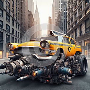 Turbo charged retro New York taxi