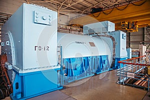 Turbo generator with hydrogen cooling at the machinery room of Nuclear Power Plant