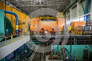 Turbo generator at the machinery room of Nuclear Power Plant