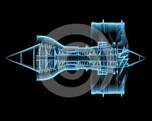 Turbo jet engine (3D xray blue transparent)