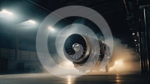 Turbo-jet engine of the plane, close up