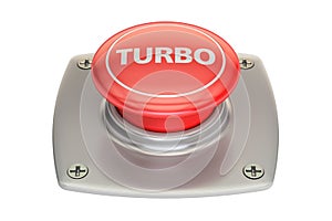 Turbo red button, 3D rendering