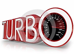 Turbo Red 3d Word Speedometer Fast Racing