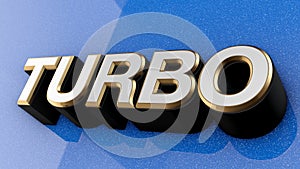 TURBO sign, label, badge, emblem or design element on car paint,