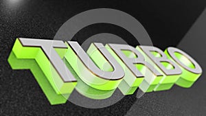 TURBO sign, label, badge, emblem or design element on car paint,