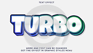 Turbo text effect template in 3d design
