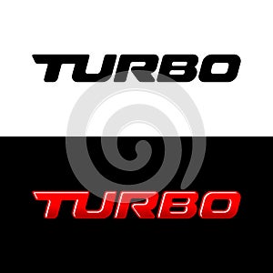 Turbo word logo. Sport car decal with text Turbo.