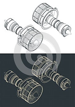 Turbofan Engines Isometric Drawings