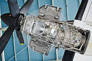 Turboprop engine of the aircraft for repair, maintenance.