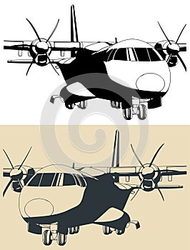 Turboprop transport aircraft illustrations close-up