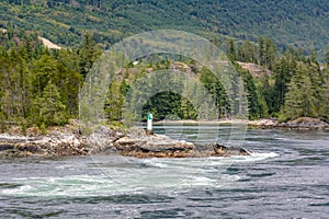 Turbulent dangerous tidal rapids at high tide, Skookumchuck Narrows, BC, Canada.