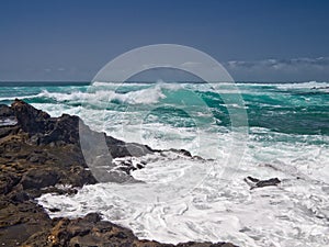 Turbulent surf on the coastal stones