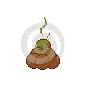 Turd on the ground. Piece of brown shit illustration. photo