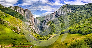 Turda gorge Cheile Turzii is a natural reserve with marked trails for hikes on Hasdate River