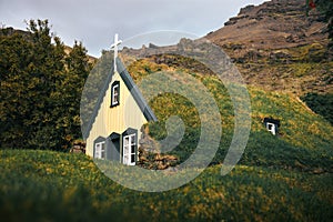 Turf Church in icelandic village of Hof, Iceland