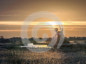 Turf fen drainage mill - sunset