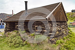 Turf house, Sisimiut, Greenland