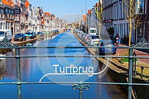 Turfmarkt canal in Gouda, Netherlands