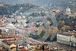 Turin aerial view on Piazza Vittorio