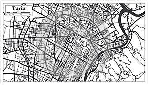 Turin Italy City Map in Retro Style. Outline Map