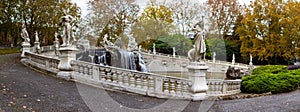 Turin, Italy: Panoramic view of the Baroque Fountain of the 12 Months in Parco del Valentino on the banks of the Po photo