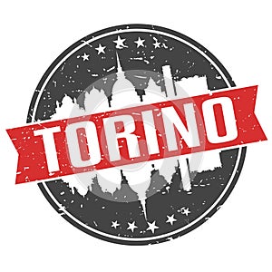 Turin Italy Round Travel Stamp Icon Skyline City Design. Seal badge vector Illustration.