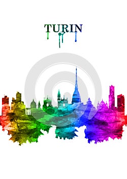 Turin Italy skyline Portrait Rainbow