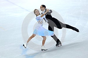 Turin 2006 Olympic Winter Games, Palavela ice rink,figure skating competition for couples, Tanith Belbin and Benjamin Agosto USA