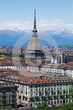 Turin - Mole Antonelliana - view of city and Alps