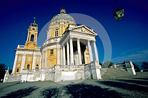 Turin, Piedmont, Italy. Facade of Basilica of Superga.