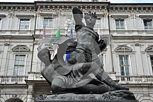Turin, Piedmont, Italy. Statue of Amadeus VI of Savoy also named Conte Verde