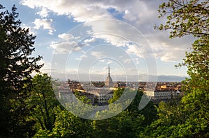 Turin scenic panorama with Mole Antonelliana