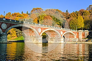 Turin (Torino) Bridge Isabella and River Po